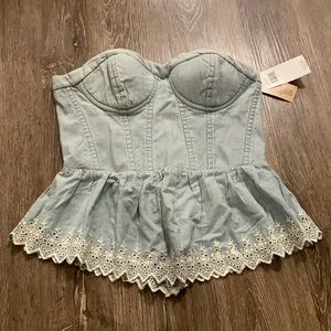 Ralph Lauren Denim Corset Top with Eyelet detail